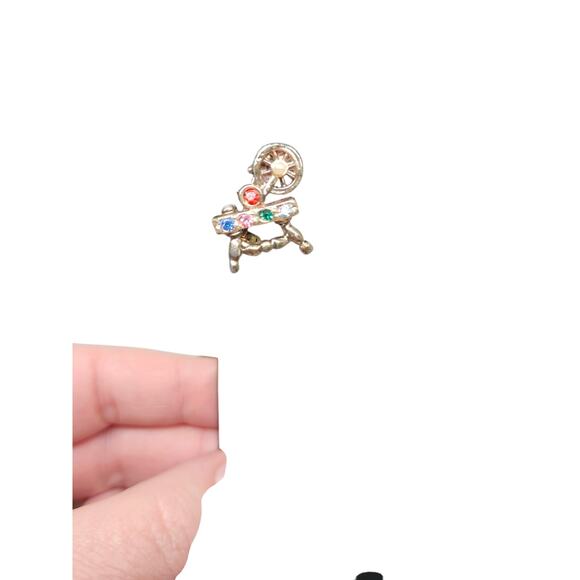 Vintage Spinning Wheel With Rhinestones Pin Brooch*read* - Picture 5 of 5